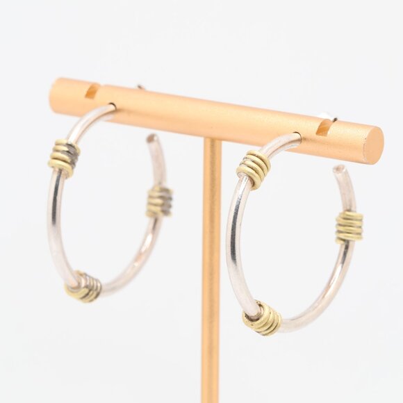 Vintage Sterling Silver Hoop Earrings - Picture 1 of 4